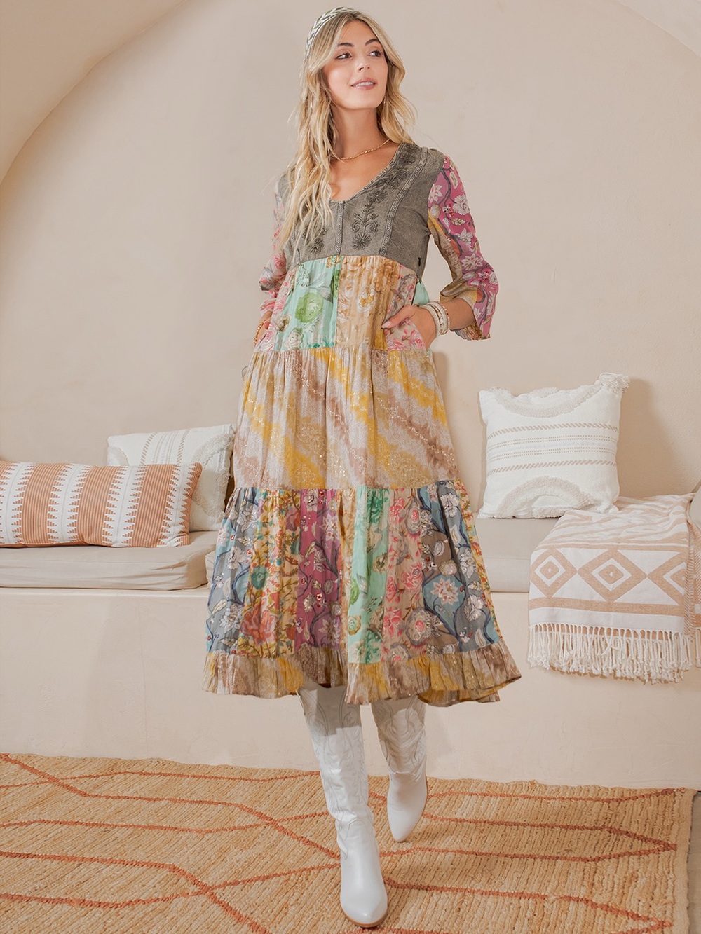 Bohemian Multi-Color Tiered Maxi Dress